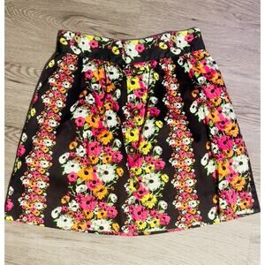 Vintage Y2k Ditzy Floral Skater Skirt Button Down Pockets Sz Small Retro Boho